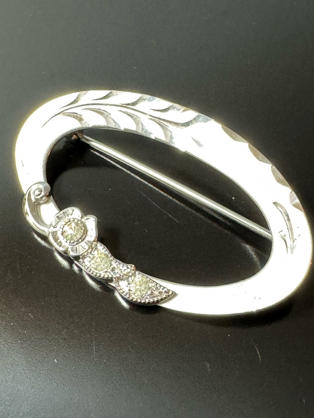 Vintage Sterling Silver Floral Brooch - Theda